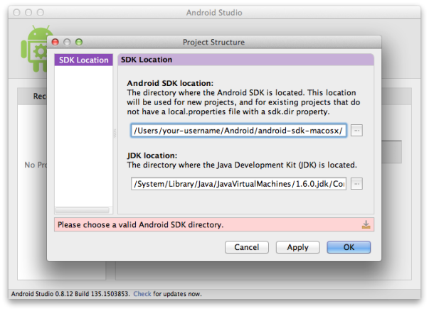 Setting the SDK Path in Android Studio